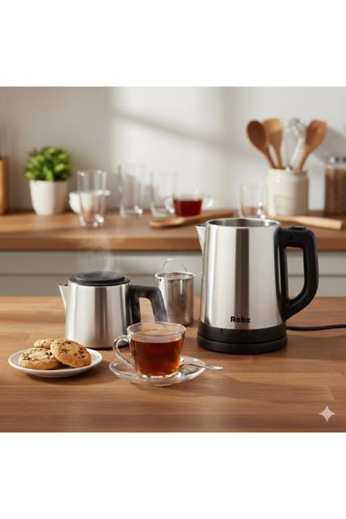 As34 Inox Çay Makinesi 1.8 Litre 2 Adet Çelik Süzgeçli