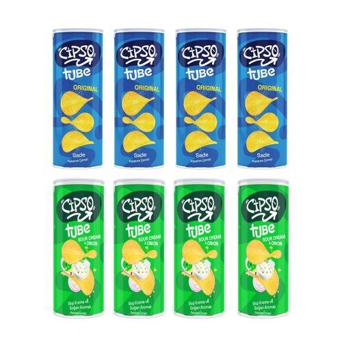 Tube 90 gr Sade ve Ekşi Krema & Soğan Aromalı Cips 8 li Karma Paket