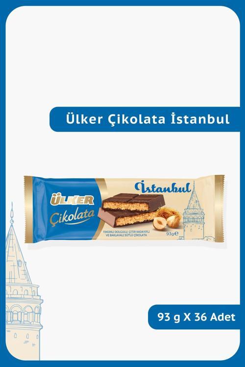 Çikolata İSTANBUL Fındıklı Dolgulu, Çıtır Kadayıflı ve Baklavalı Çikolata 93 gr x 36 Adet