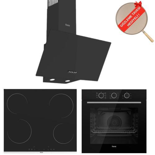FryArt & FlowArt Salvia Vitroseramik Elektrikli 3'lü Siyah Ank. Set (D086 + MS261 + QXE62CS)