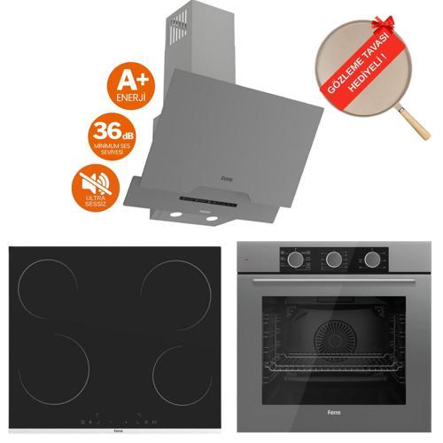 FryArt&FlowArt Tivoria Vitroseramik  Elekt  Ankastre Set ( D065-SA Sessiz + MS261 + QXE62CPR)