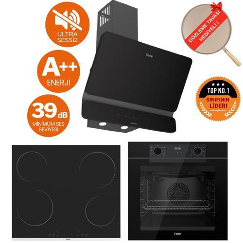 FryArt&FlowArt Argio Sessiz Davlumbaz Elektrikli Siyah Ank. Set (D080-SA + MS261 + QEP63CS)