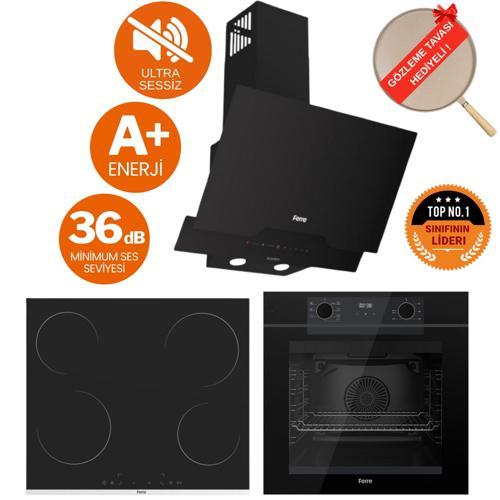FryArt& FlowArt LenON Sessiz Davlumbaz Elektrikli Siyah Ank. Set (D063-SA + MS261 + QEP63CS)