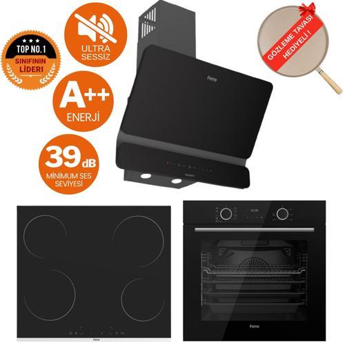 FryArt & FlowArt Libero Sessiz Davlumbaz Elektrikli Siyah Ank. Set (D080-SA + MS261 + XE63CS)