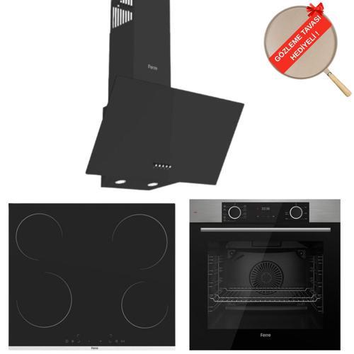 FryArt&FlowArt Marvento Vitroseramik Elektrikli 3'lü Siyah Ank. Set (D086 + MS263 + XE63MI)