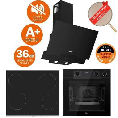 FryArt&Buharlı Gavio Sessiz Davlumbaz Elektrikli Siyah Ank. Set ( D063-SA + MS261 + QEP64CS )