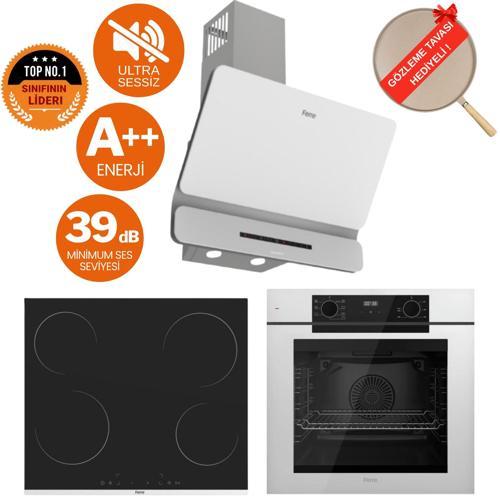 FryArt & FlowArt Monza Sessiz Davlumbaz Elektrikli Beyaz Ank. Set (D081-SA + MS261 + QEP63CB)