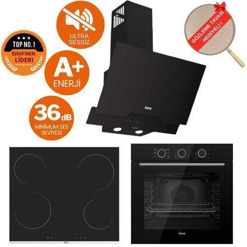 FryArt&FlowArt Quantum Sessiz Davlumbaz Elektrikli Siyah Ank. Set (D063-SA + MS261 + QXE62CS)