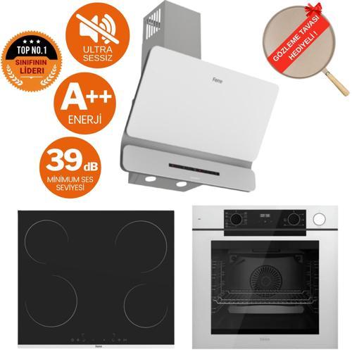 FryArt&Buharlı Livello Sessiz Davlumbaz Elektrikli Beyaz Ank. Set (D081-SA + MS261 + QEP64CB)