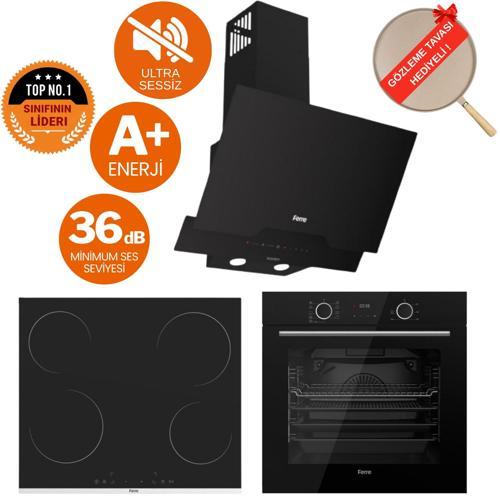 FryArt&FlowArt Ritmo Sessiz Davlumbaz Elektrikli Siyah Ank. Set (D063-SA + MS261 + XE63CS)