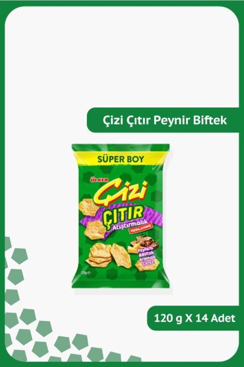 ÇİZİ ÇITIR Peynirli & Biftek Aromalı Çerez - Atıştırmalık - 120 gram - 14 Adet