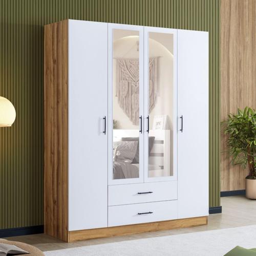 Gardırop, Blesk Oya 4 Kapaklı, Aynalı Çekmeceli Dolap