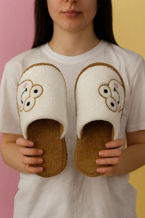 FROG Kurbağalı Kapalı Kadın Ev Terliği Günlük Rahat Kışlık Terlik