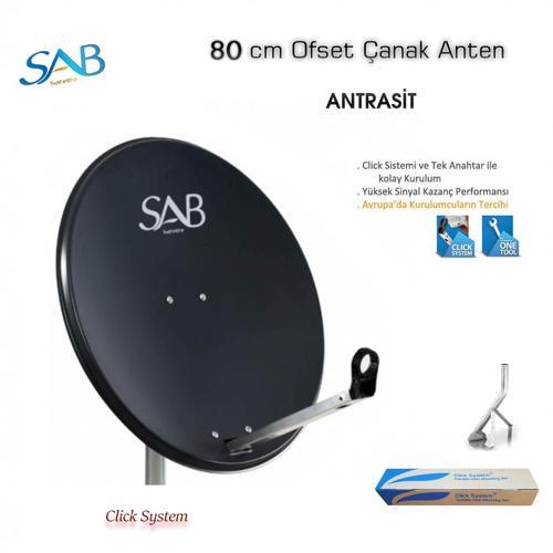 80 cm Ofset Çanak Anten - Antrasit Siyah