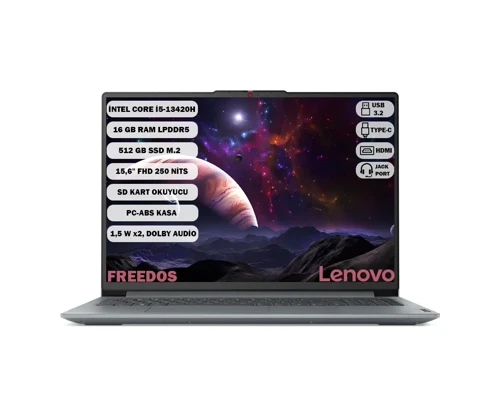 IdeaPad Slim 3 15IRH8 i5-13420H 16 GB 512 GB SSD 15,6" FHD FreeDos 83EM00KYTR