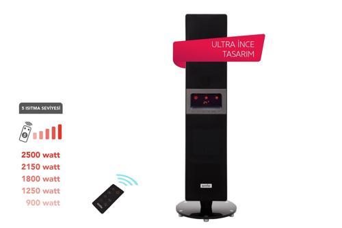 Single X Karbon Serisi IP65 Suya-Toza Dayanıklı Siyah Uzaktan Kumandalı İç/Dış Mekan Isıtıcı
