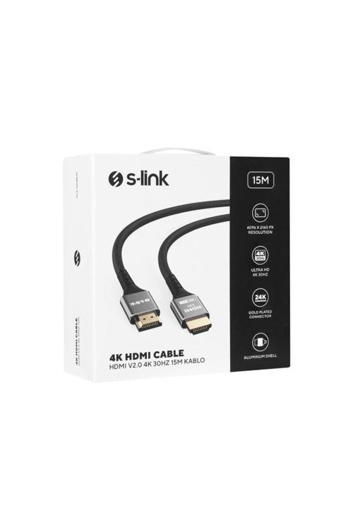 Slx-Hd4K15 19+1 Hdmi To Hdmi 15 Metre Metal V2.0 4K (4096-2160) 30Hz Kablo