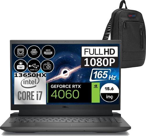 Gaming G15 5530 Intel Core I7 13650HX 64GB Ddr5 2tb SSD RTX4060 8gb Windows 11 Pro 15.6" Fhd 165Hz Taşınabilir Bilgisayar G155530013WP09 + Zetta Çanta