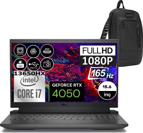 Gaming G15 5530 Intel Core I7 13650HX 64GB Ddr5 512GB SSD RTX4050 Windows 11 Home 15.6" Fhd 165Hz Taşınabilir Bilgisayar G155530010WH07 + Zetta Çanta
