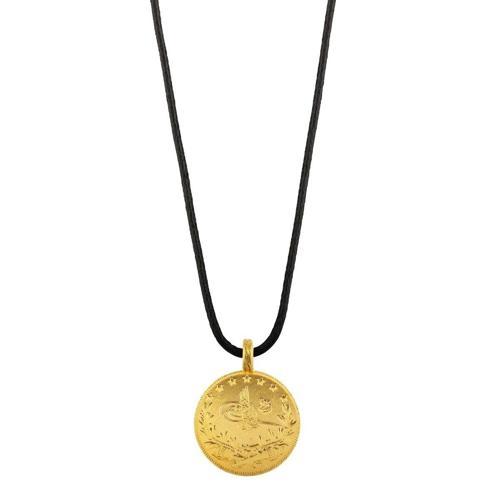 22 Ayar Reşat Altın Siyah İpli Kolye