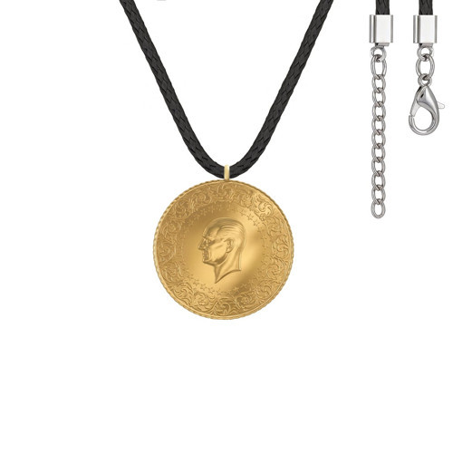 22 Ayar Yarım Altın Siyah İpli Kolye