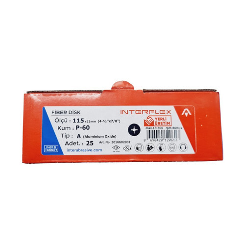 Fiber Disk Zımpara INTERFLEX V115 60 Kum | 25 ADET