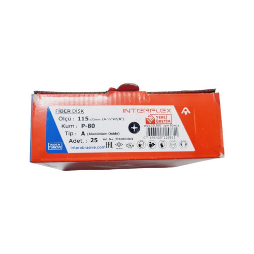 Fiber Disk Zımpara INTERFLEX V115 80 Kum| 25 ADET