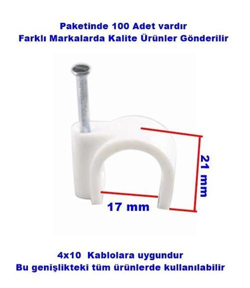 No:7 Beton Çivili Kablo Tutturma Kroşe NO:7 (100 lü Pk.) Beyaz Plastik