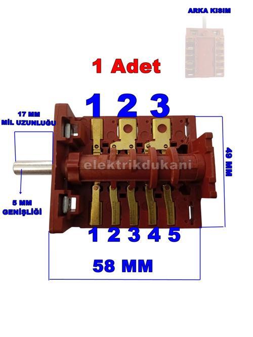 6lı Çevirmeli Fırın Anahtarı Sürekli Döner 6 Kademe 5 Kontak