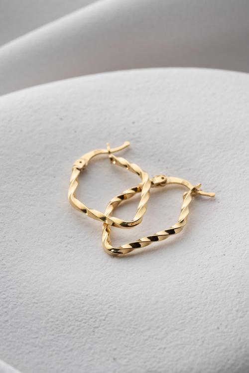 925 Ayar Gümüş Gold Burgu Model Şarnel Küpe