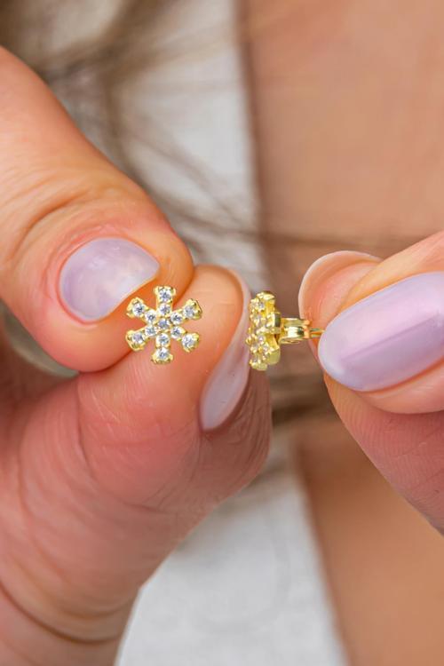 925 Ayar Gümüş Gold Kaplama Minimal Kartanesi Küpe