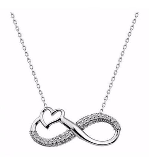 925 Ayar Gümüş Kalpli Sonsuzluk Kadın Kolye 