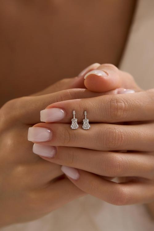 925 Ayar Gümüş Rodyum Kaplama Gitar Küpe