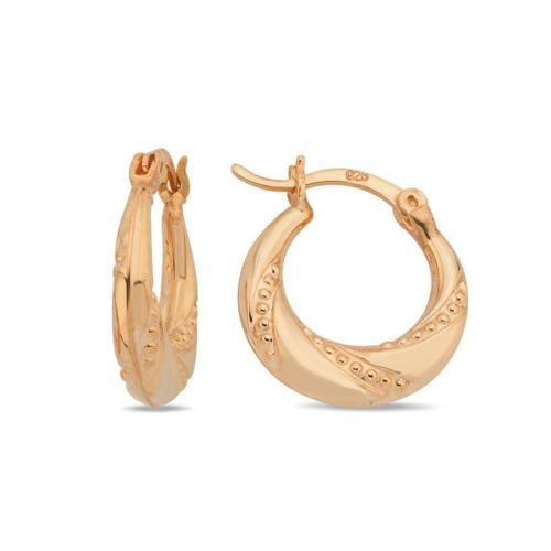 925 Ayar Gümüş Rose Kaplama Taşsız Noktalı Şarnel Küpe