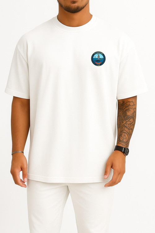Oversize F500 Tcg Bozcaada Savaş Gemisi Cep ve Sırt Tasarımlı Unisex T-Shirt