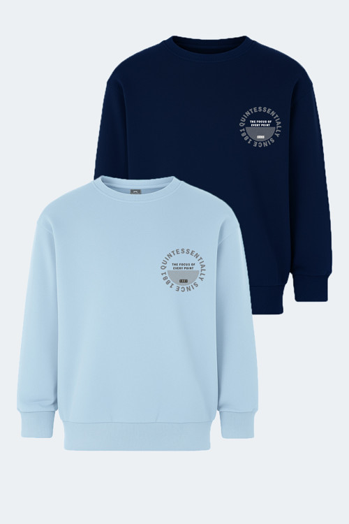 LONE 2 li Set Unisex Çocuk Lacivert - Mavi Sweatshirt