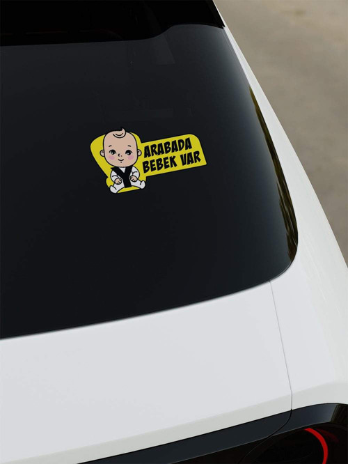 Arabada Bebek Var Dijital Baskı Sticker