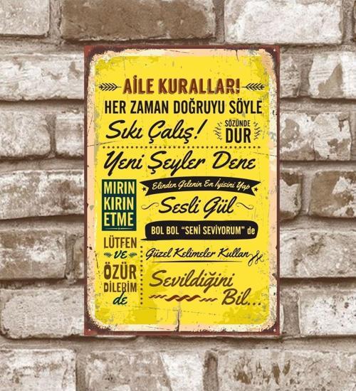 Metal Aile Kuralları Retro Poster (29x19)