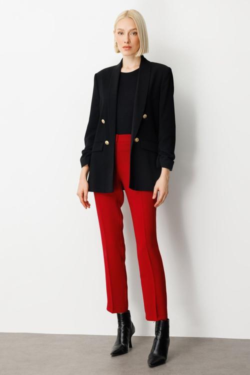 Kadın Kolu Büzgülü Kapak Cepli Ceket 5001 Siyah