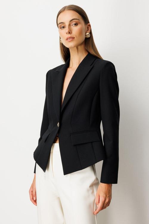 Kadın Kapak Cepli Vatkalı Ceket 5021 Siyah