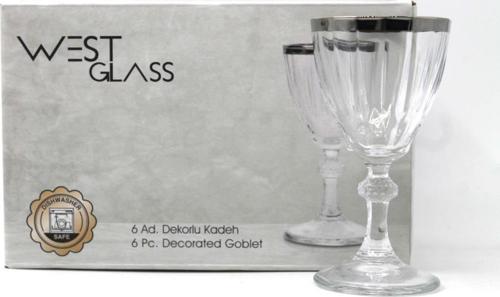Westglass W440113P Diamond Platin Kaplama Ayaklı Kahve Yanı Bardağı 6 Adet