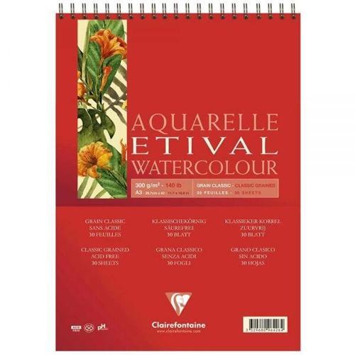 Etival Classic Sulu Boya Defteri Blok Üstten Spiralli 300 gr. A3 30 yaprak