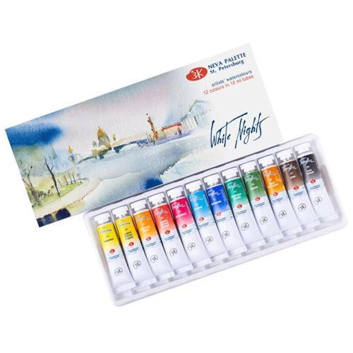 White Nights Artists' Tüp Sulu Boya Seti 12 Renk x 10 ml.