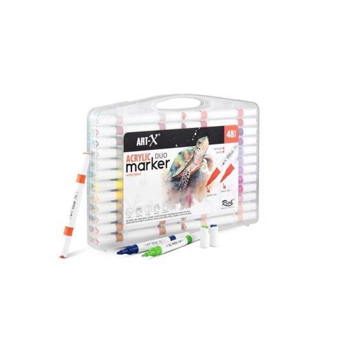Acrylic Duo Marker Çift Uçlu Su Bazlı Akrilik Boyama Markörü Seti 48 RENK