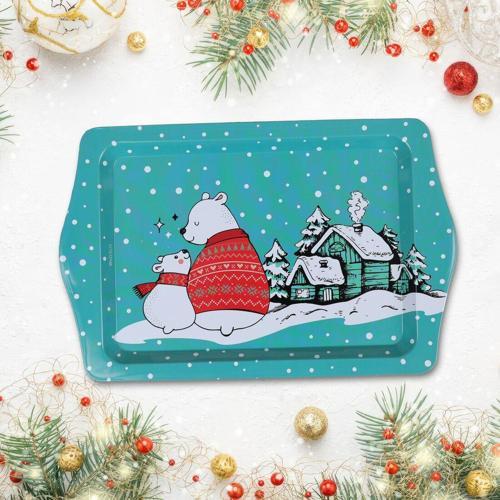 Yeşil Kutup Ayılı Mini Metal Tepsi