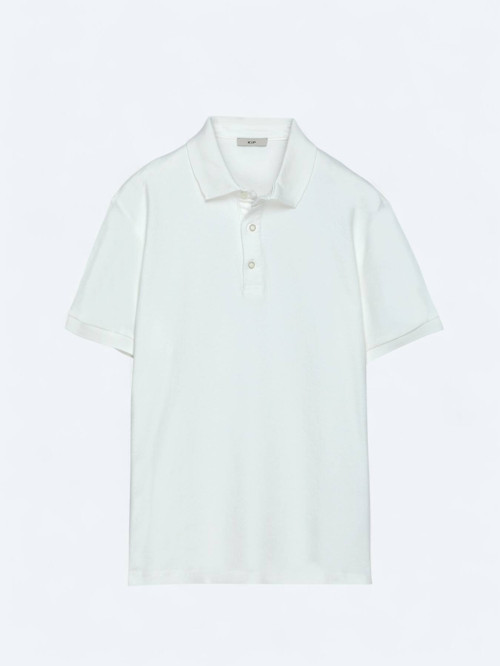 Ekru Düz Polo Yaka %100 Pamuk T-Shirt
