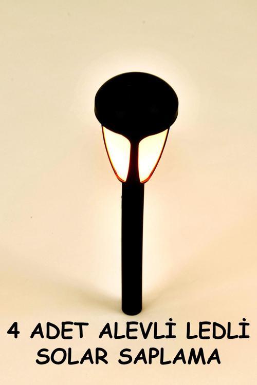 4 Adet Güneş Enerjili Aydınlatma Solar Lamba Alevli Bahçe Aydınlatması