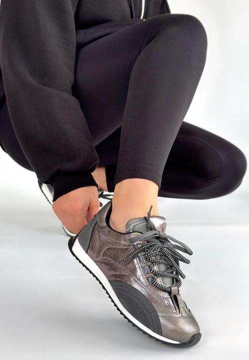 Ranu Platin Cilt Paraşüt Detaylı Bağcıklı Spor Ayakkabı