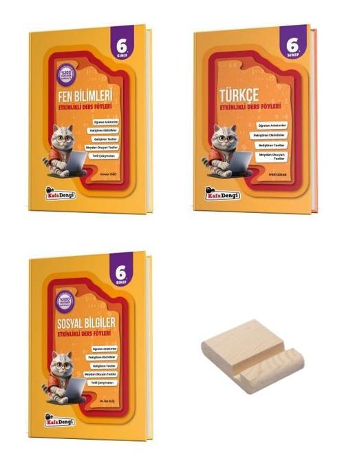 Kafa Dengi 6. Sınıf Matematik Türkçe ve Sosyal Etkinlikli Ders Föyleri 3lü Set + Telefon Standı