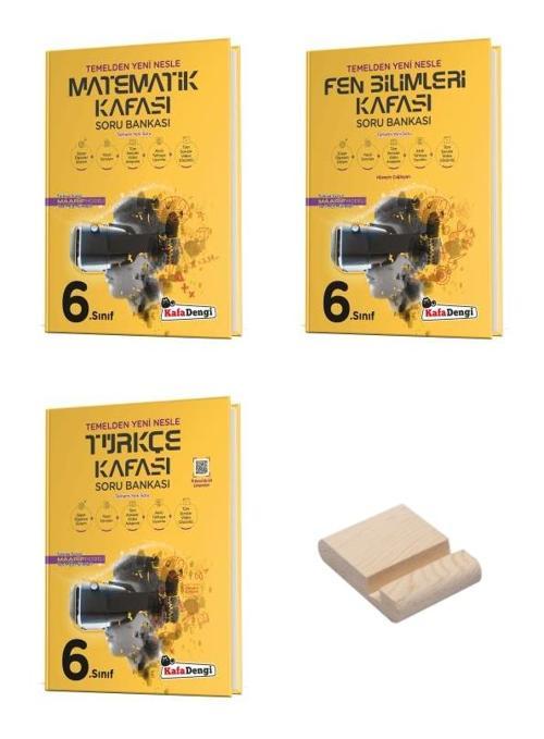 Kafa Dengi 6. Sınıf Matematik Fen ve Sosyal Kafası Soru Bankası 3lü Set + Telefon Standı